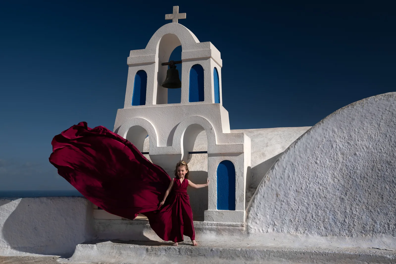 Burgundy Junior flying dress in Santorini